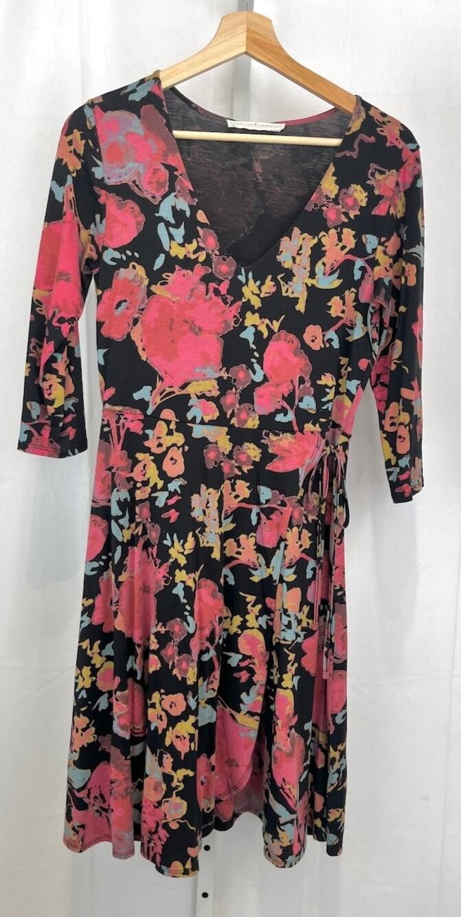 PERUVIAN CONNECTION Floral Fit and Flare Dress Pima Cotton Modal Multicolor S